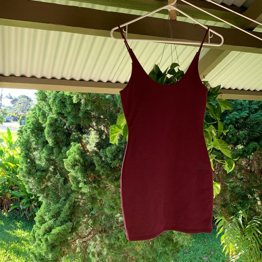 Maroon Mini Bodycon Dress 🥀